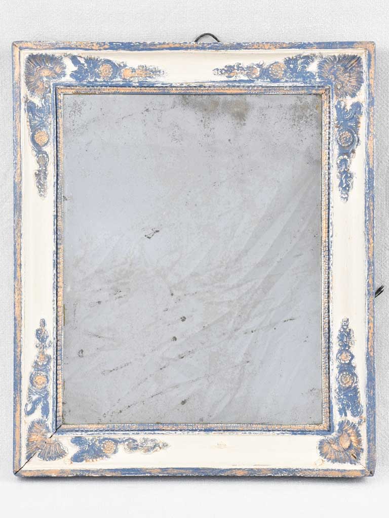 Small 19th century Restoration mirror with blue frame 19¾" x 16¼"