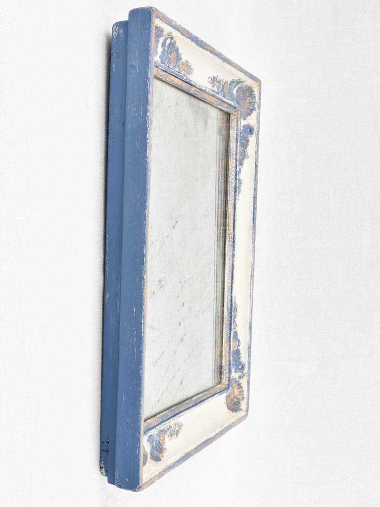 Small 19th century Restoration mirror with blue frame 19¾" x 16¼"