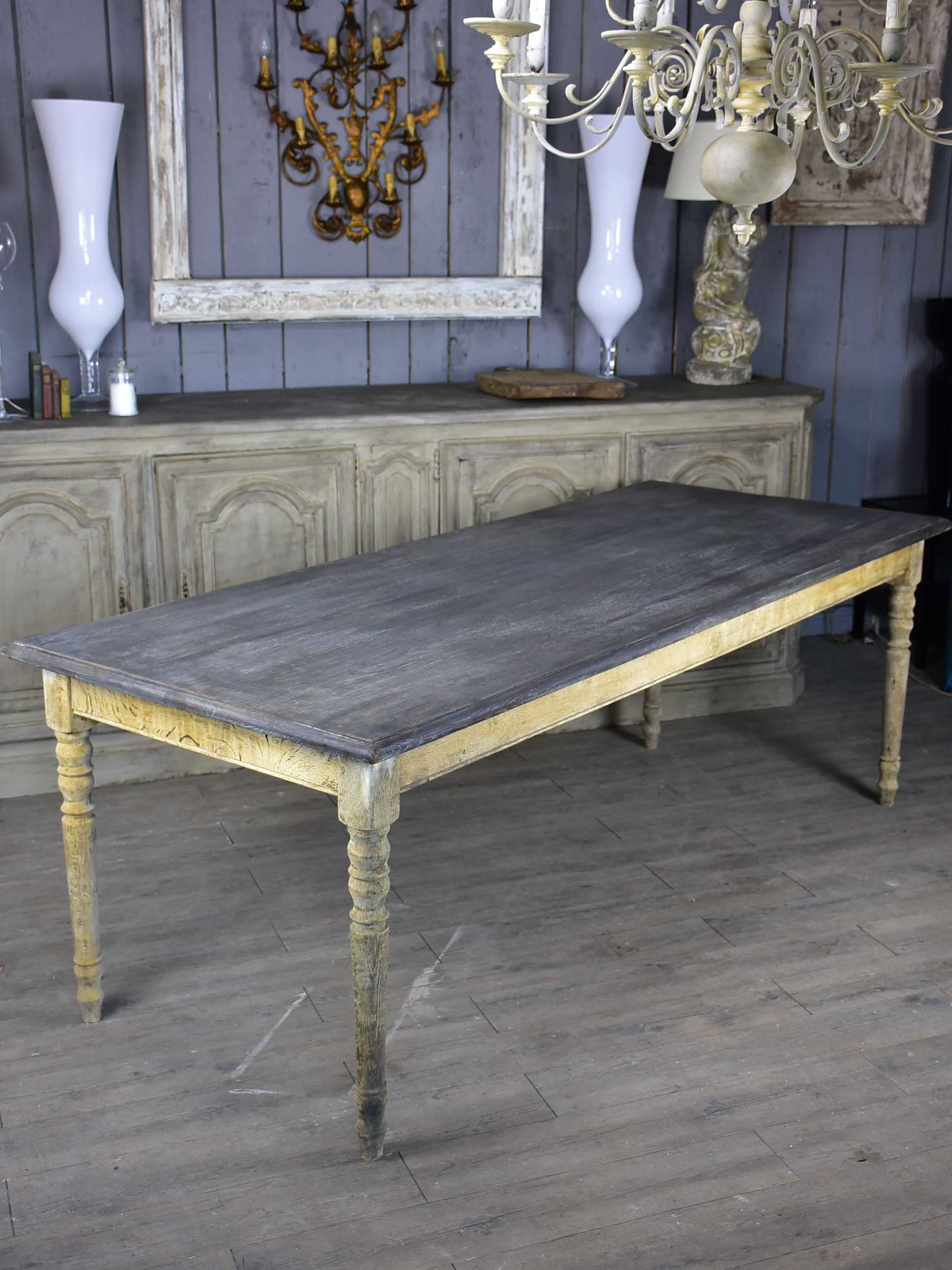 Large antique French oak dining table