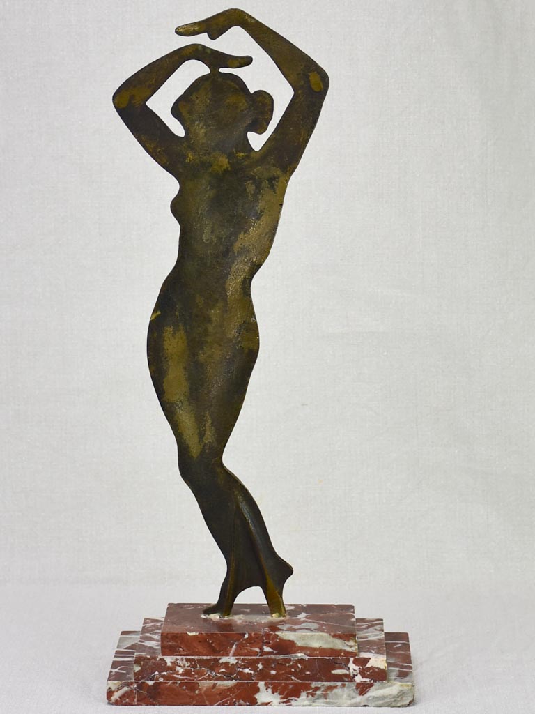 1930's bronze lady sculpture on marble