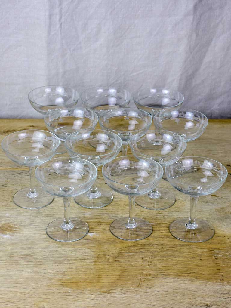 Set of 12 French champagne cups from the 1950's