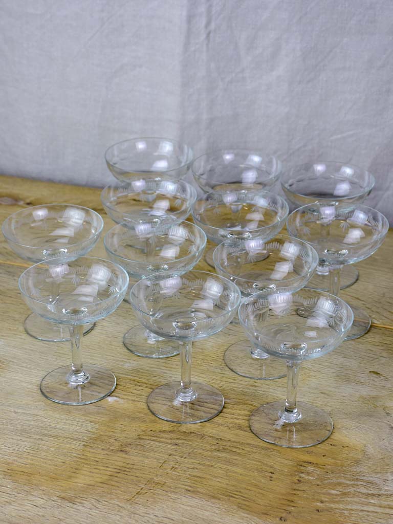 Set of 12 French champagne cups from the 1950's