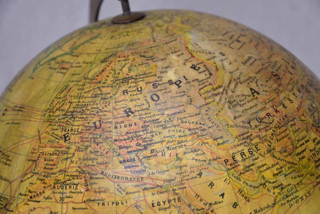 19th century French world globe with decorative base 22¾"