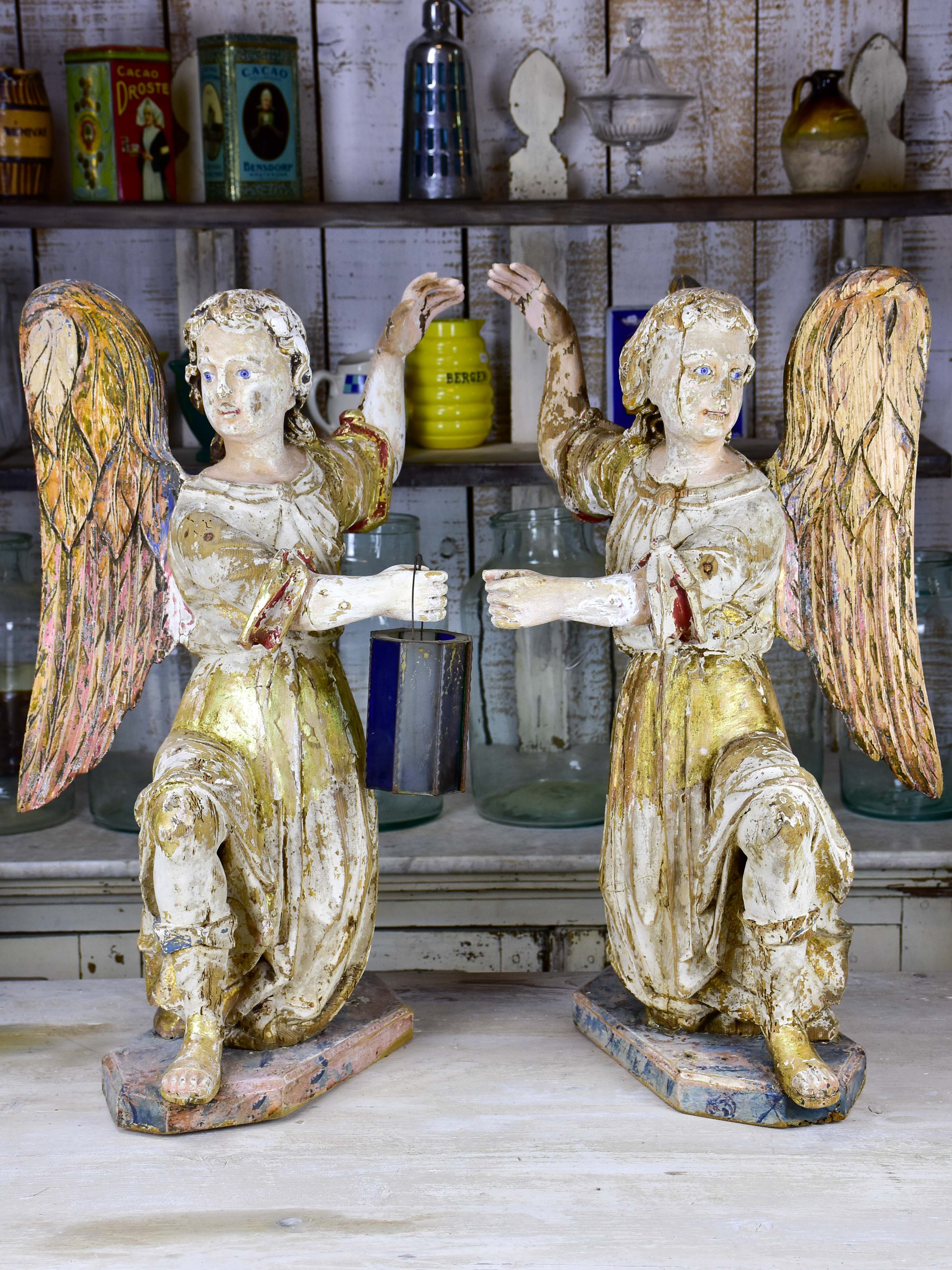 Pair of antique Angel sculptures from a church