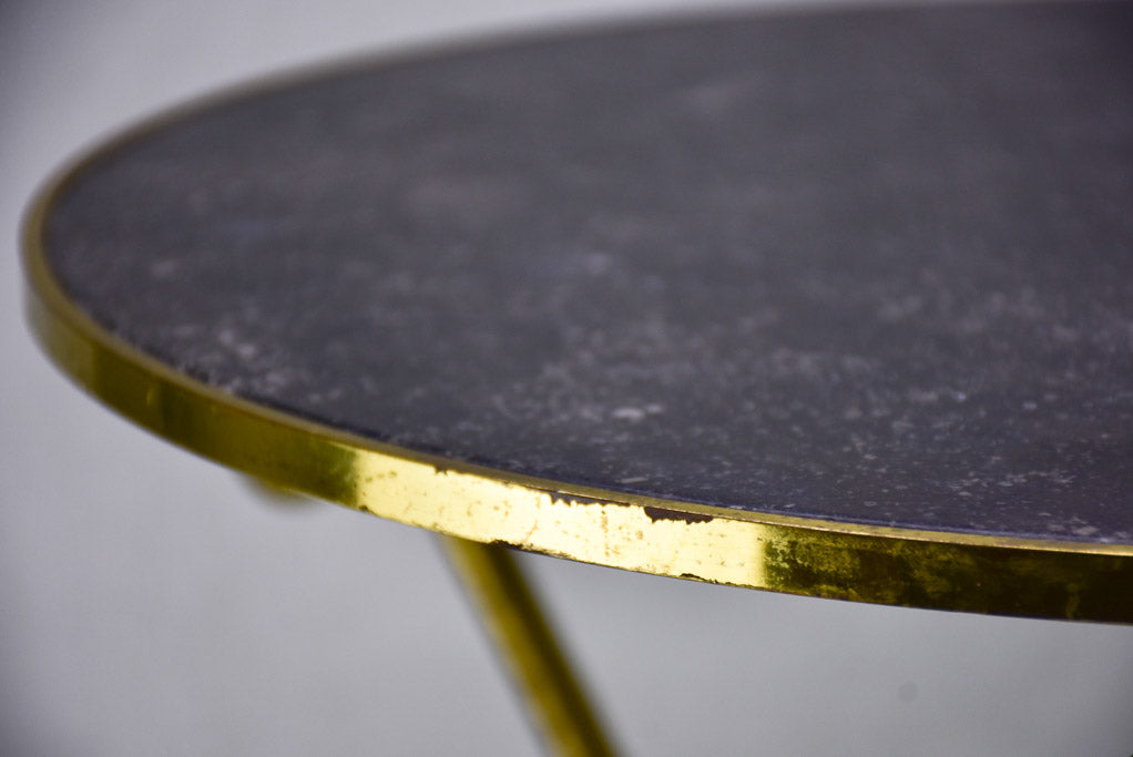 Mid century marble side table with three brass legs