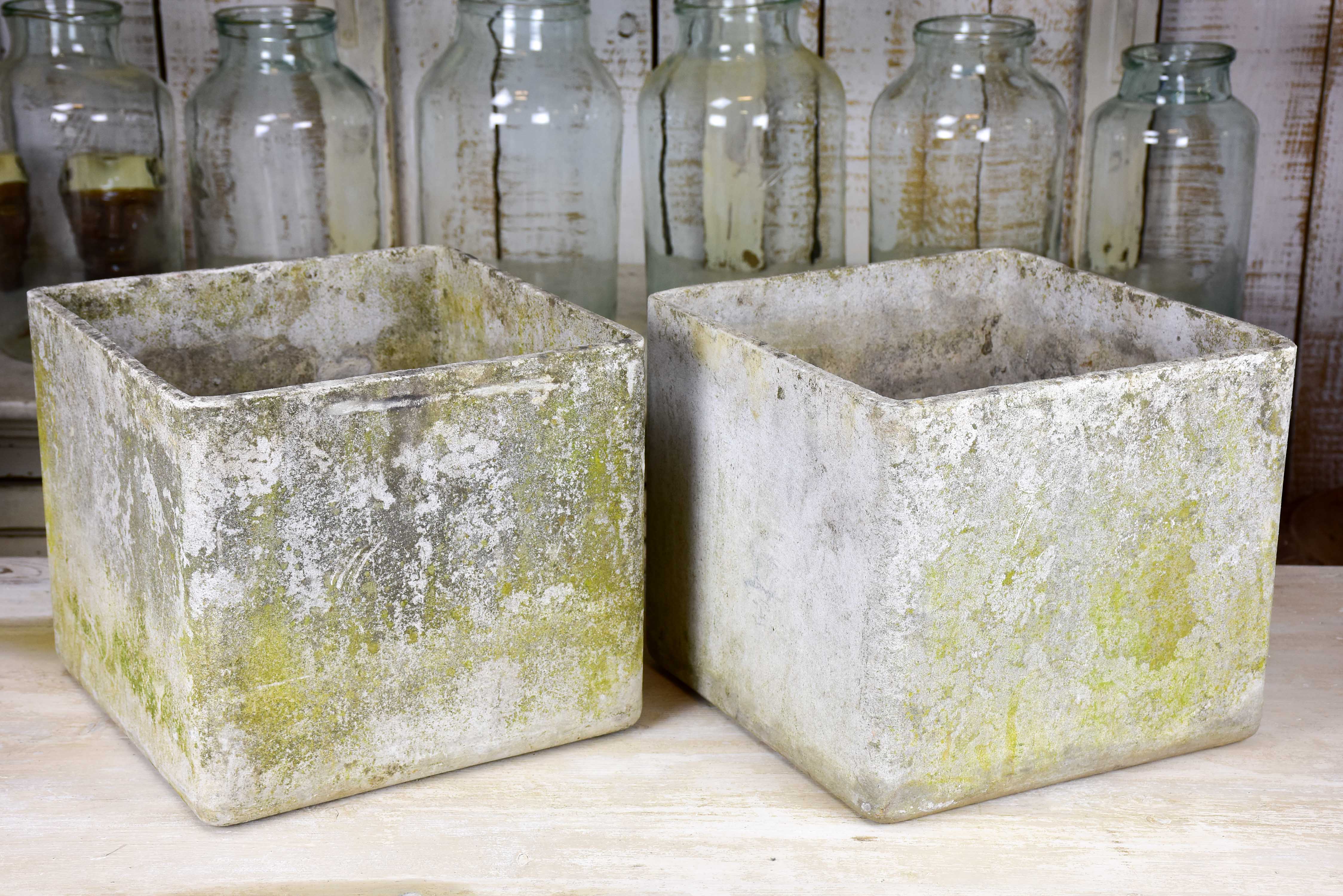 Pair of vintage Willy Guhl cube planters