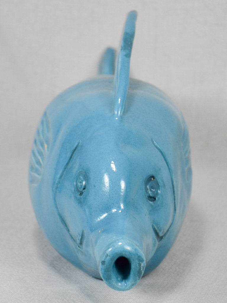 Vintage ceramic sculpture of a fish - blue 23¾"