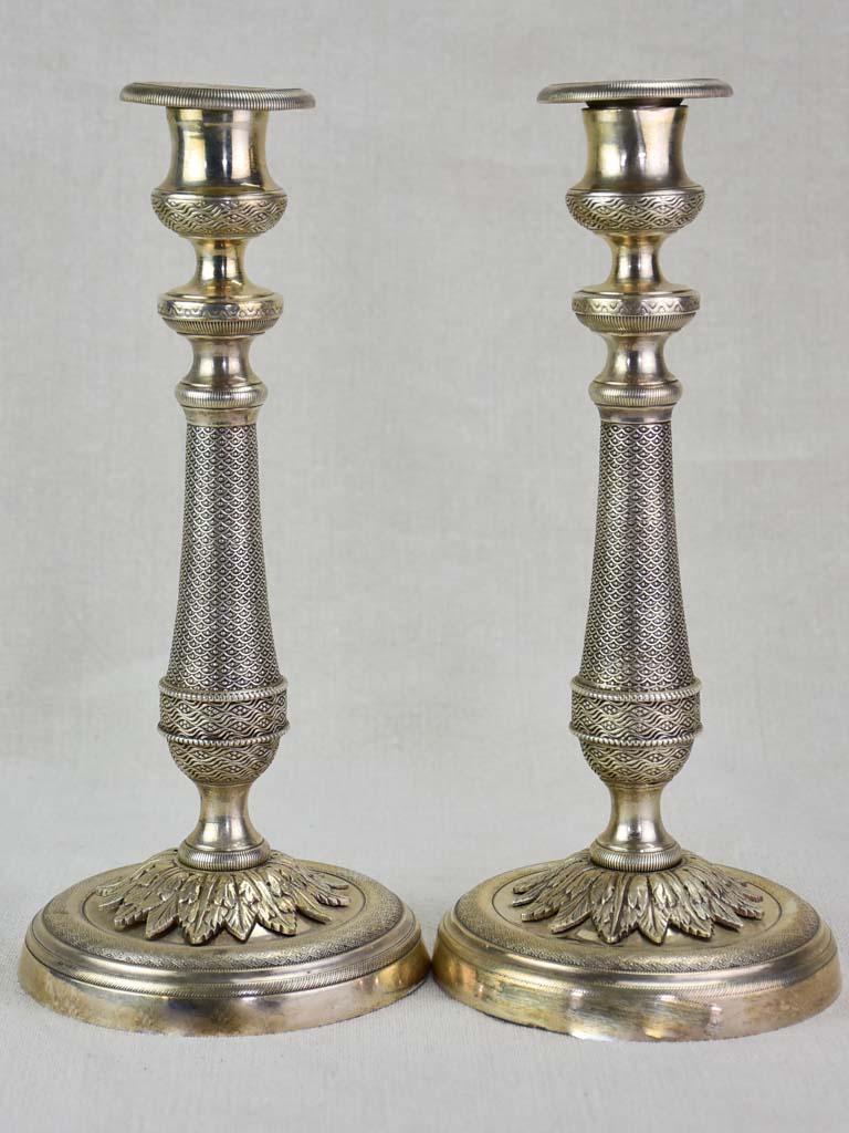 Pair of nineteenth-century silver plate candlesticks 11"