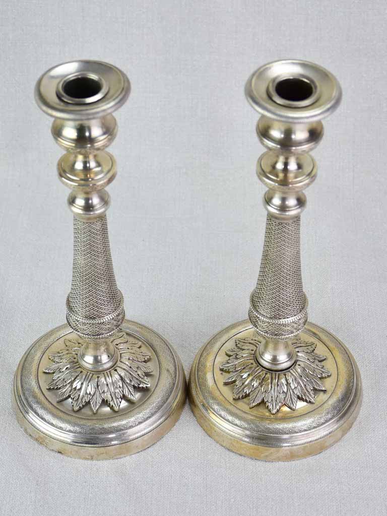 Pair of nineteenth-century silver plate candlesticks 11"