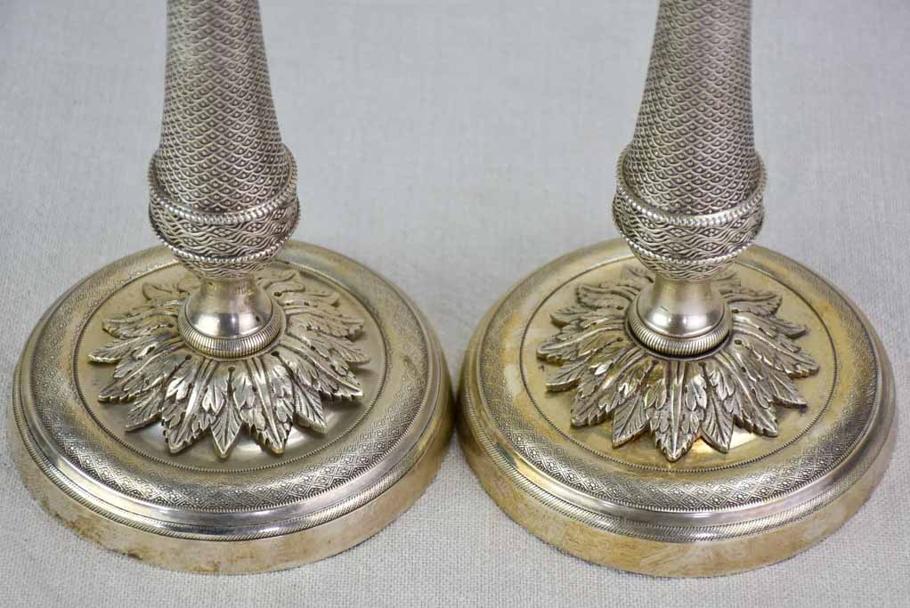 Pair of nineteenth-century silver plate candlesticks 11"