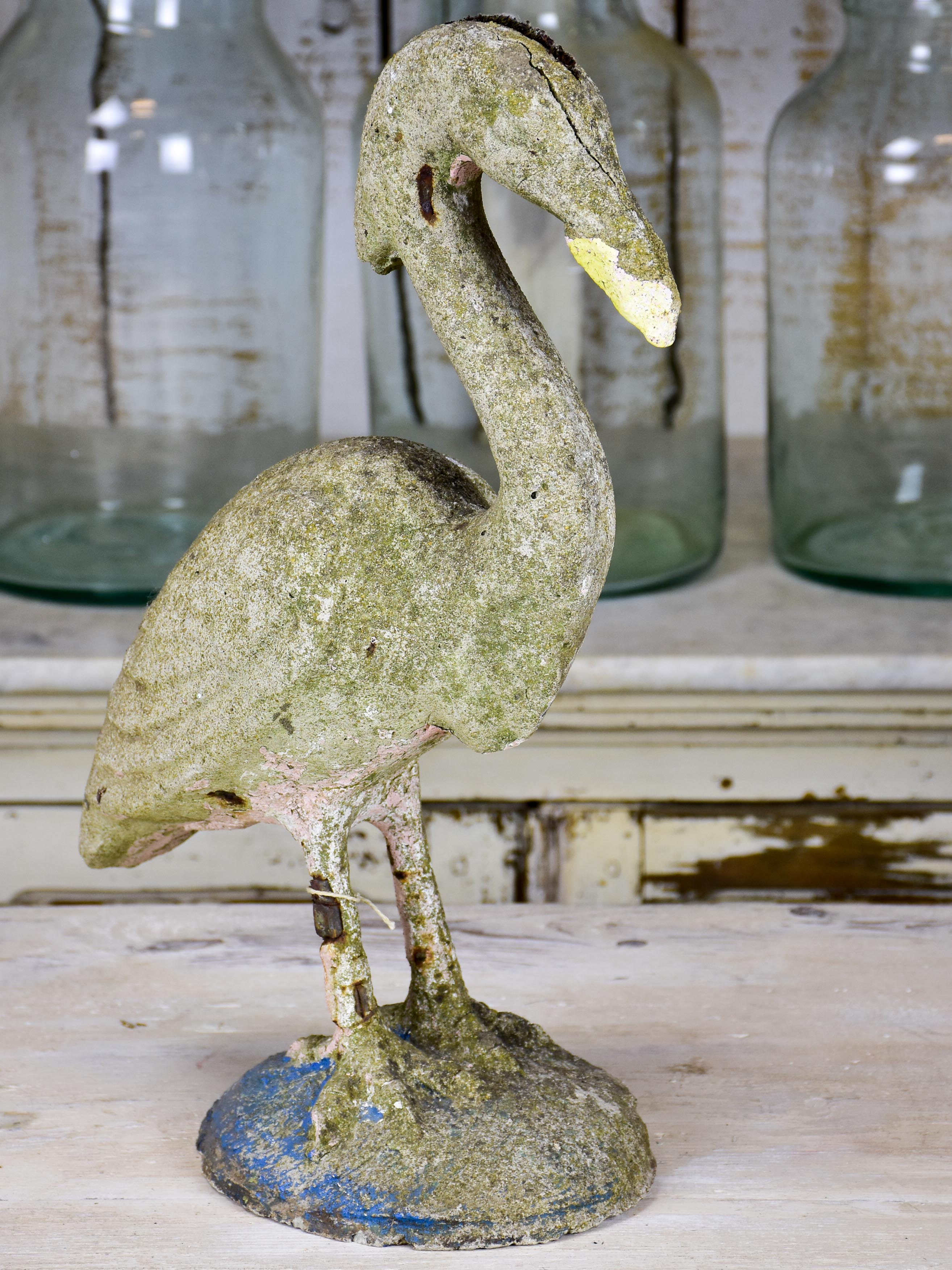 Antique French garden sculpture - flamingo