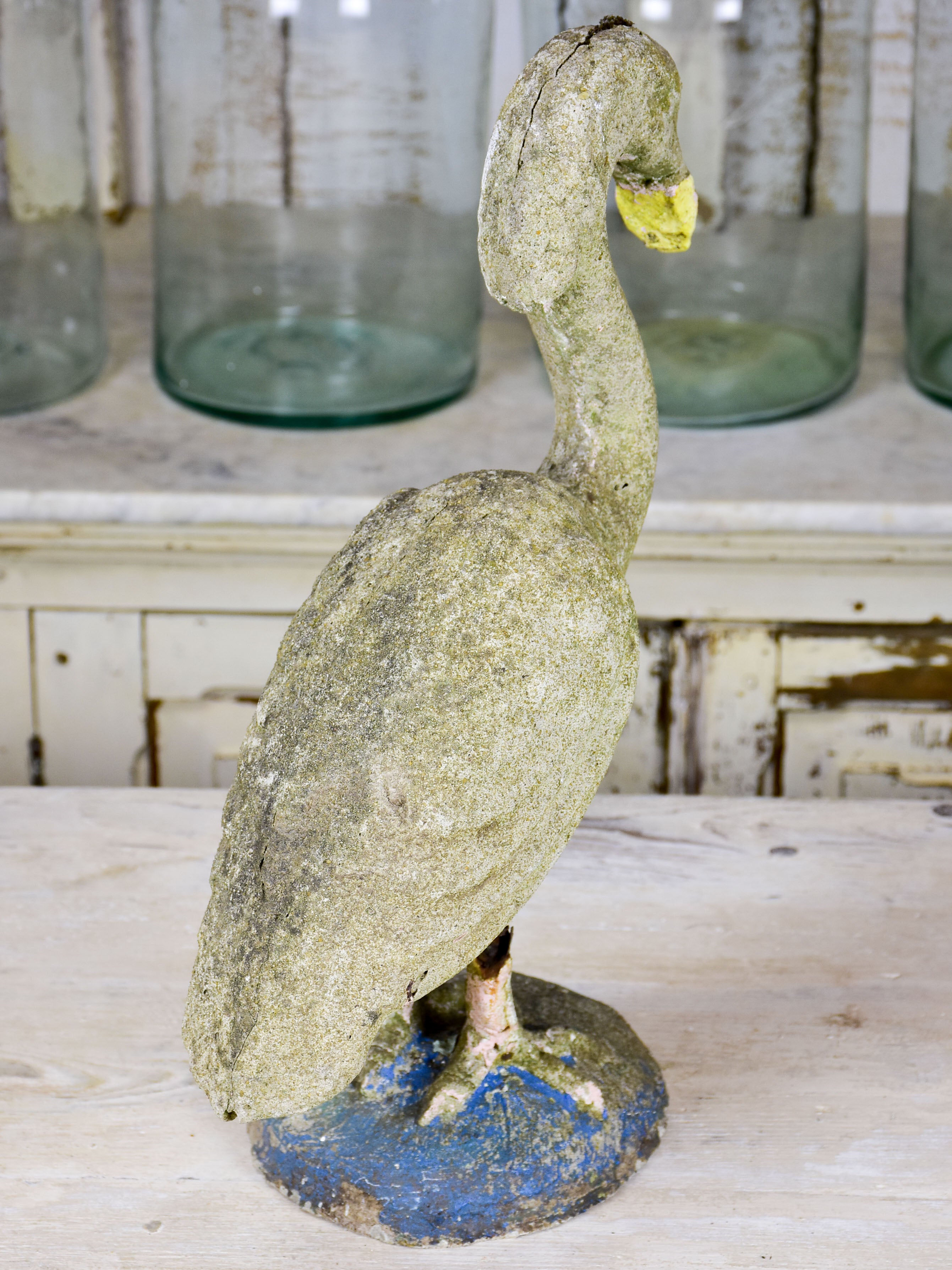 Antique French garden sculpture - flamingo