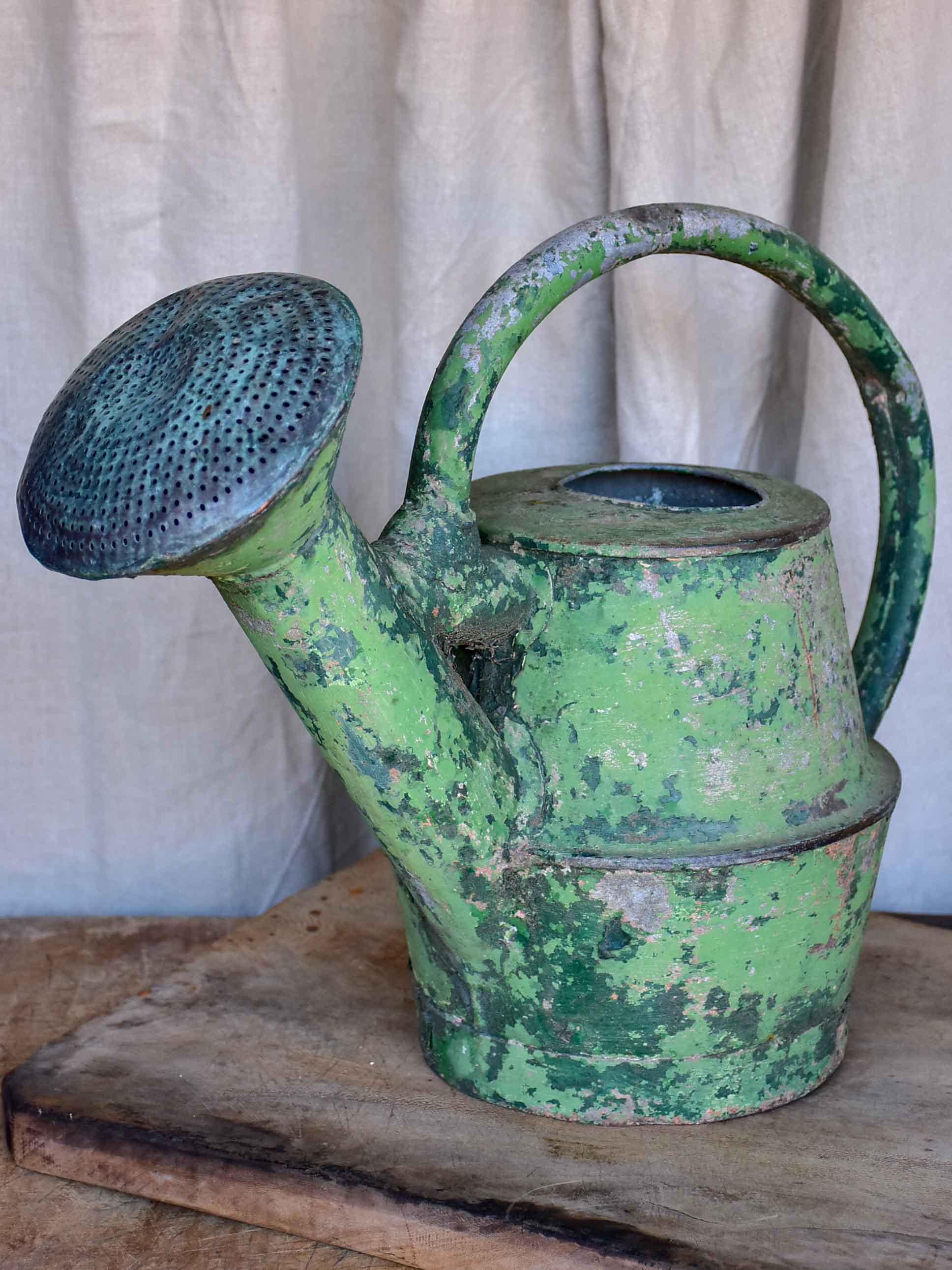 18th Century French watering can with green patina