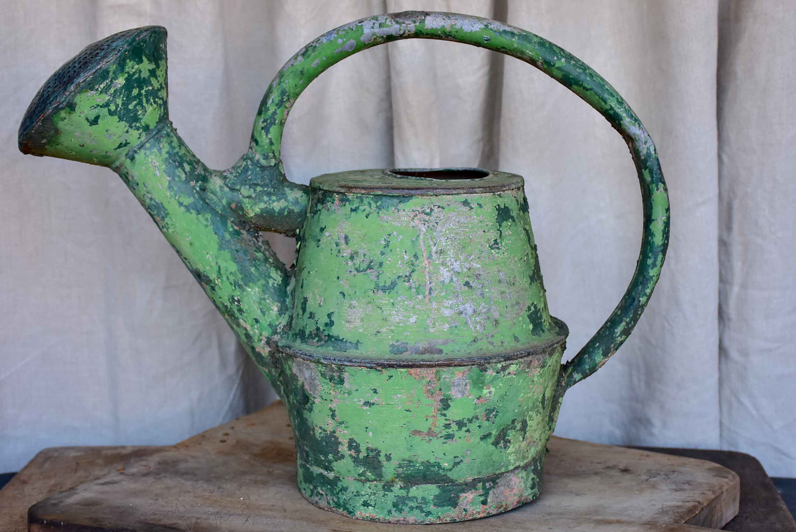 18th Century French watering can with green patina