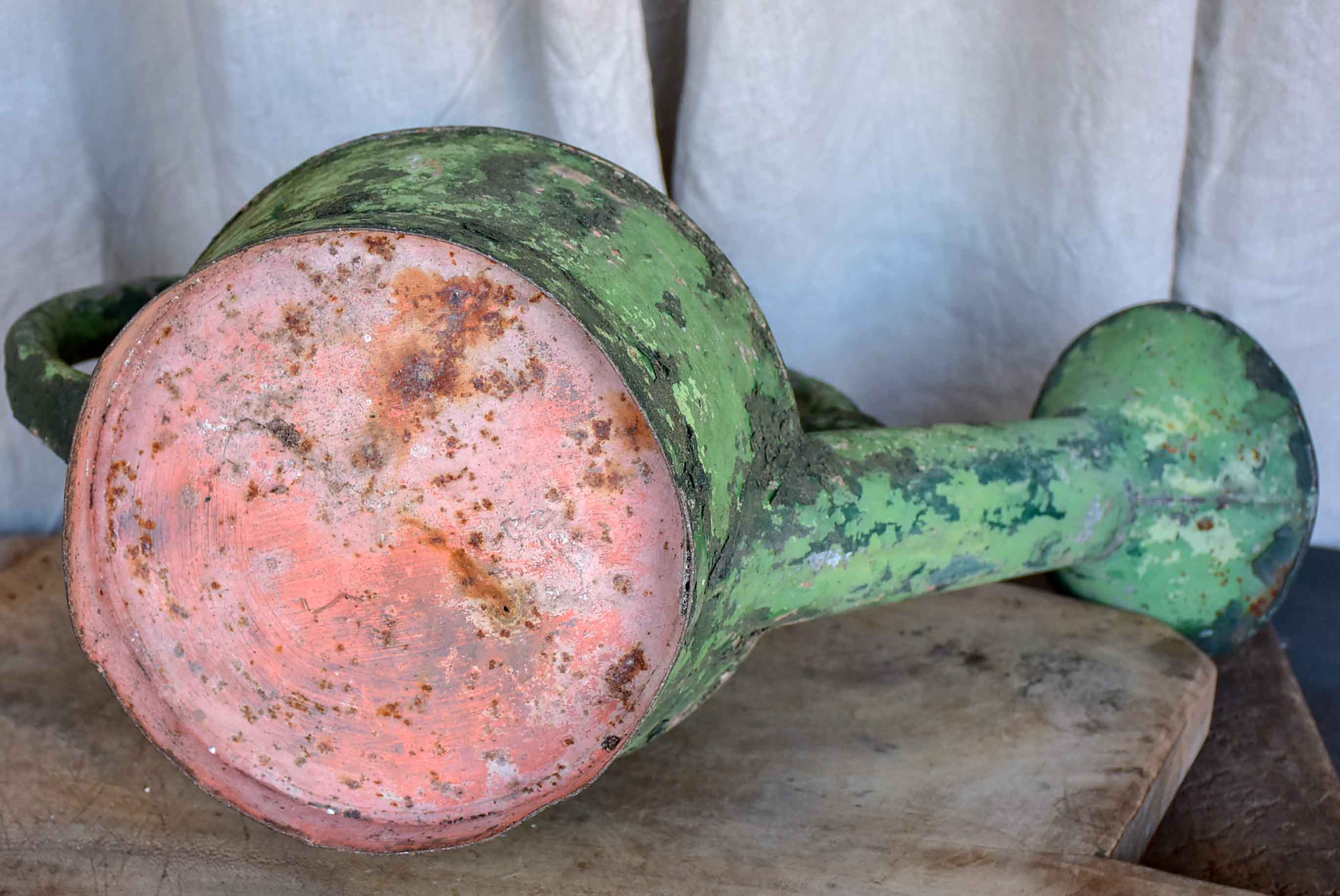 18th Century French watering can with green patina