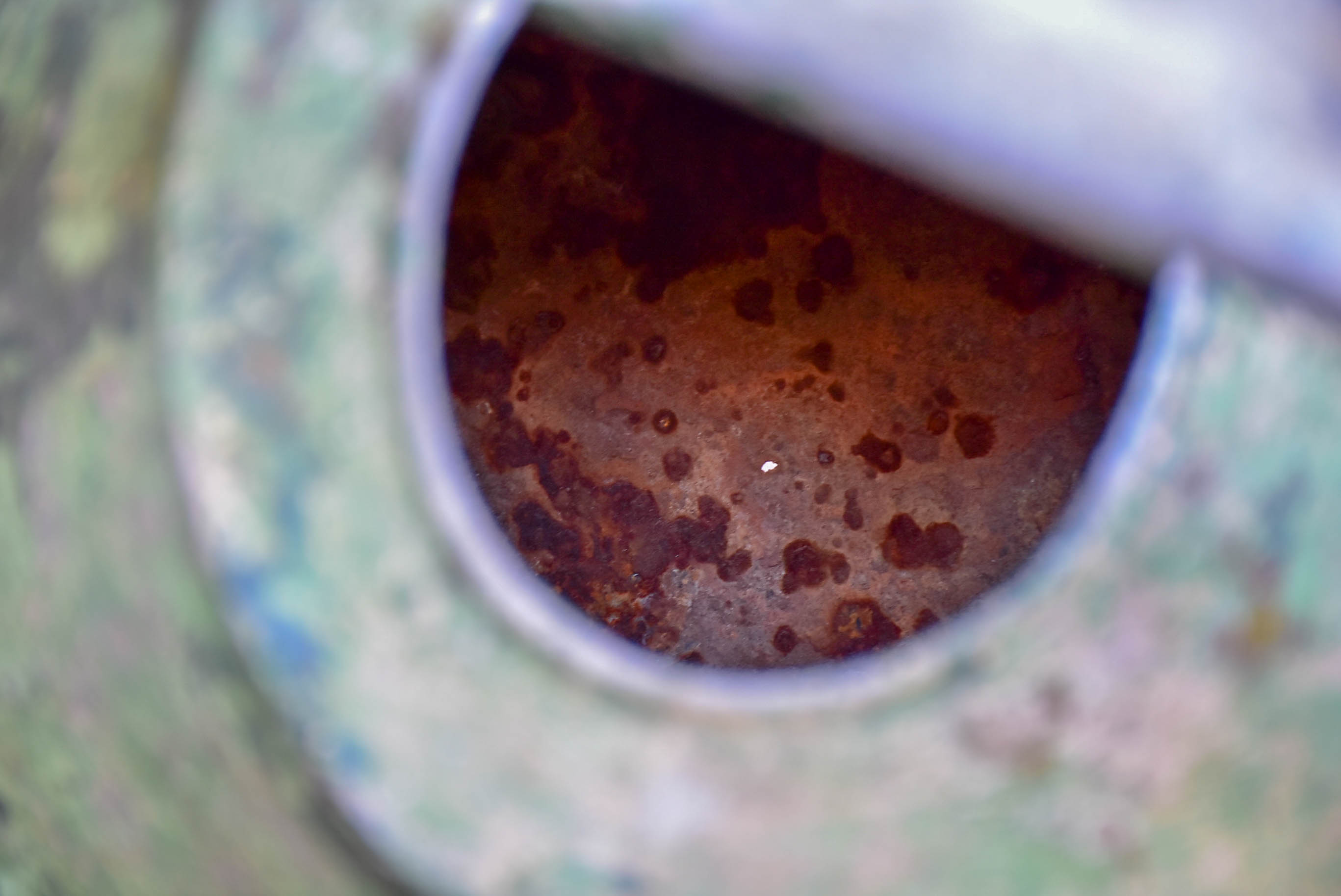 18th Century French watering can with green patina