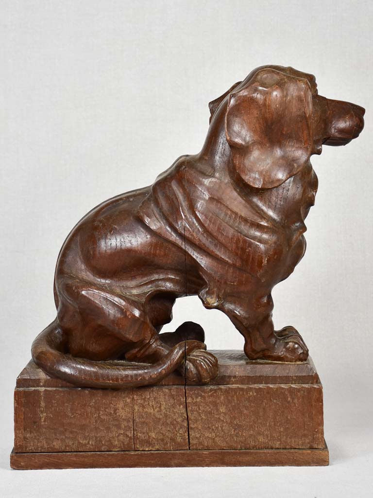 1920s English oak dog statue