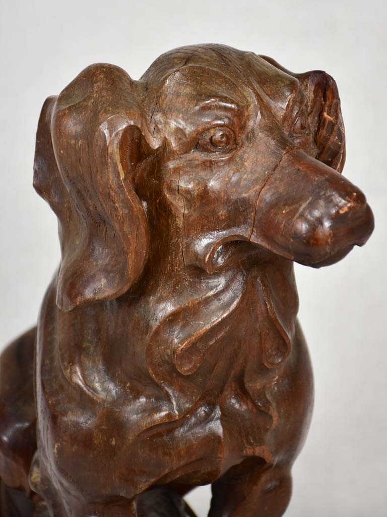 Vintage carved canine oak artwork