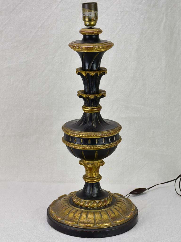 Early 20th century Italian style lamp base - black and gold 22¾"