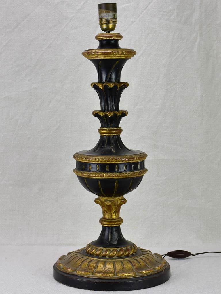 Early 20th century Italian style lamp base - black and gold 22¾"