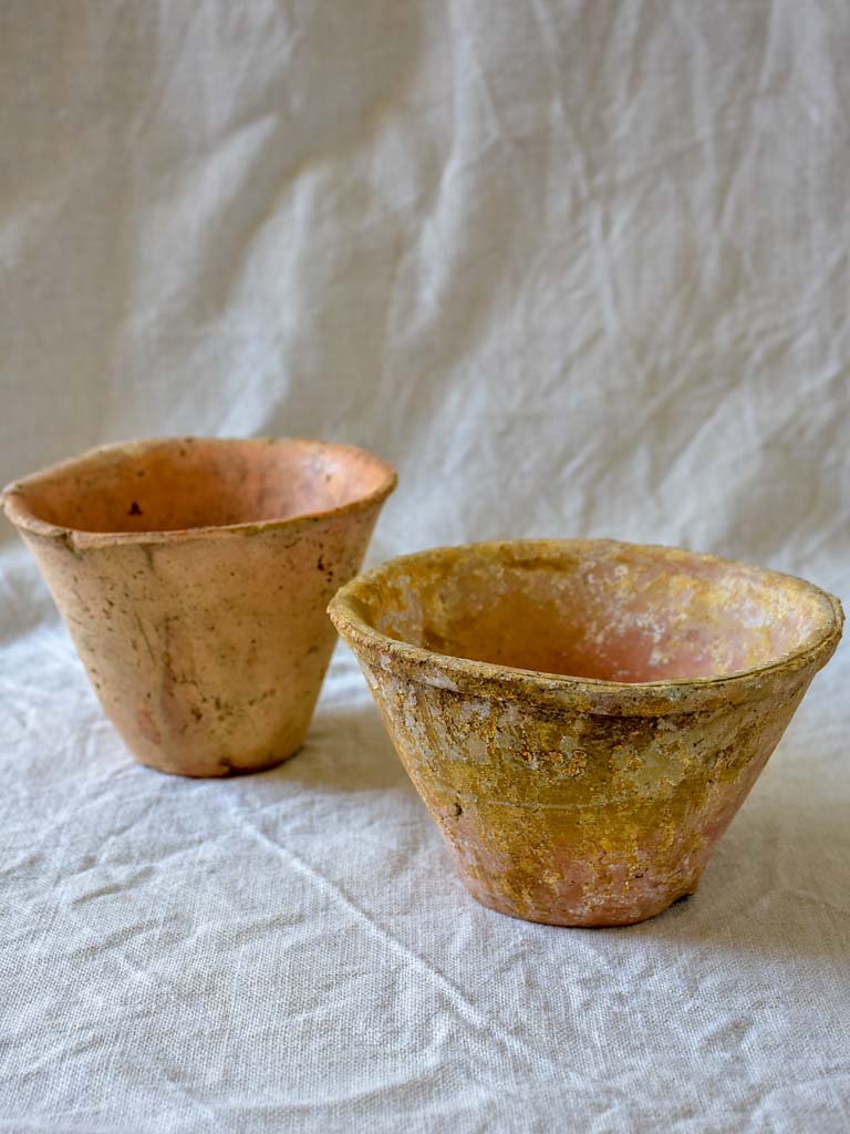 Two antique French pots for collecting resin and sap