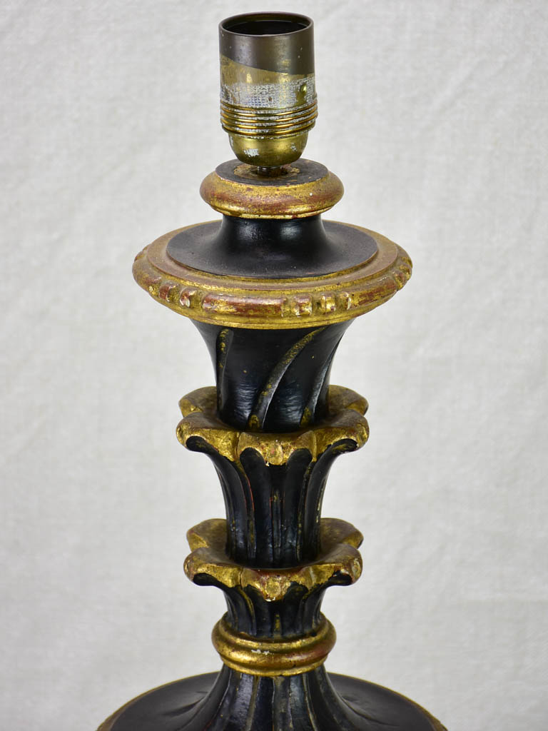 Early 20th century Italian style lamp base - black and gold 22¾"