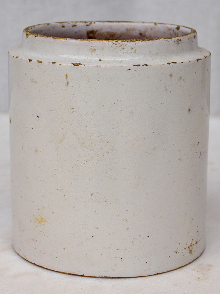 Antique French faience preserving pot - white 5½"