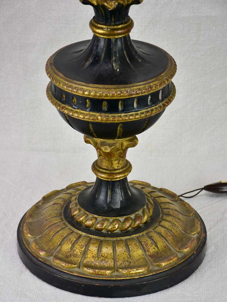 Early 20th century Italian style lamp base - black and gold 22¾"