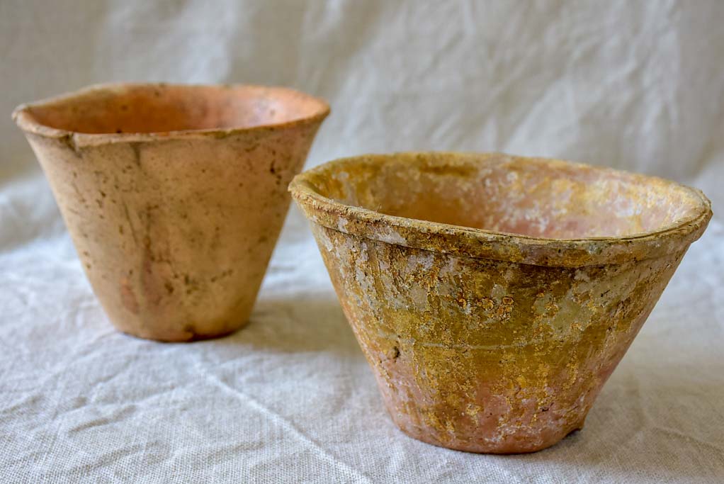 Two antique French pots for collecting resin and sap