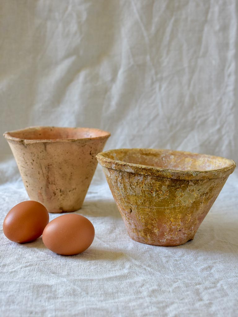 Two antique French pots for collecting resin and sap