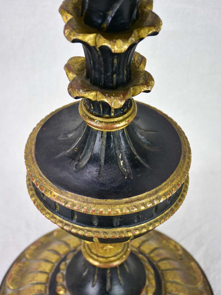 Early 20th century Italian style lamp base - black and gold 22¾"