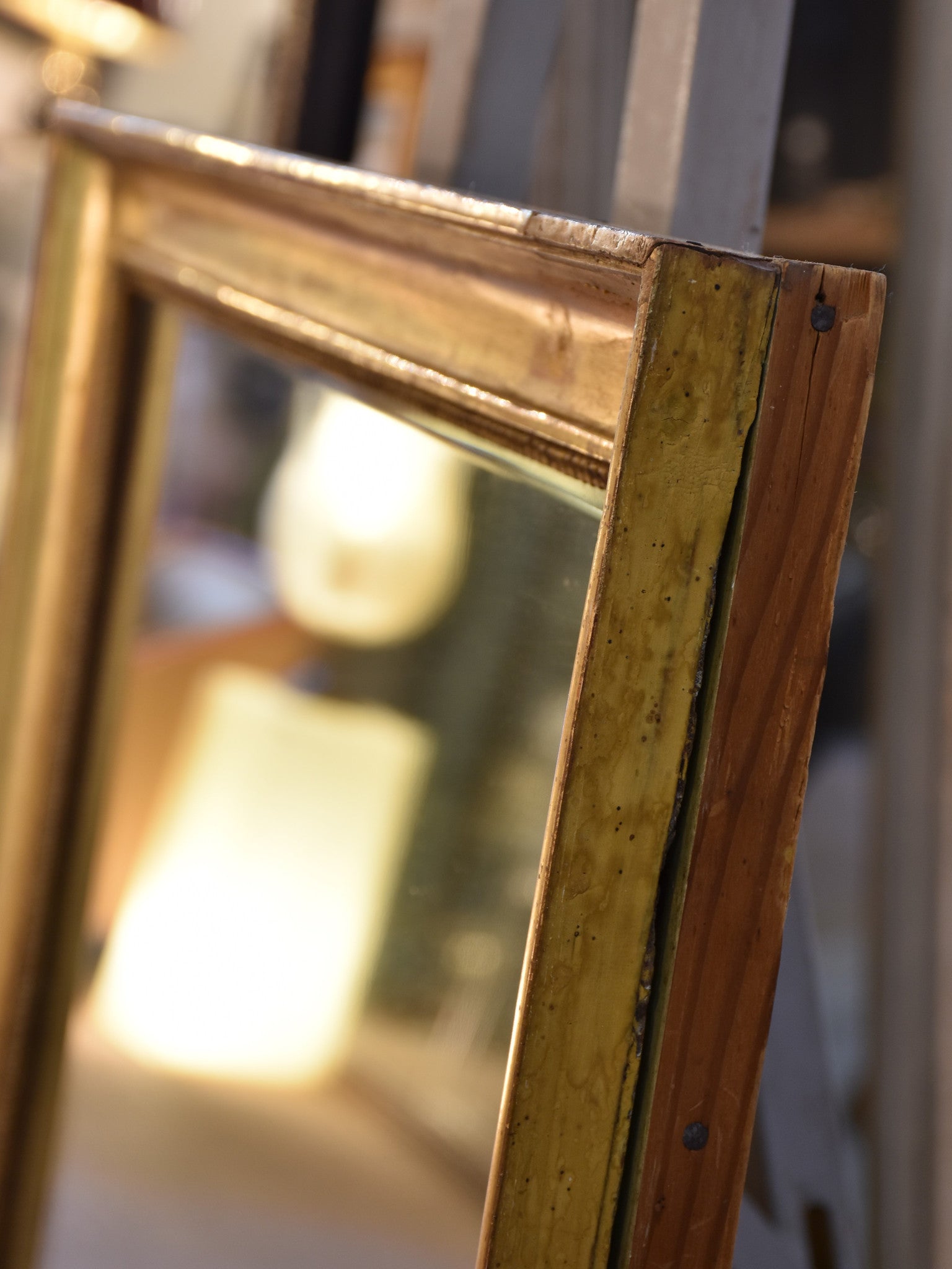 Antique mirror, gilt wood & mercury glass, French