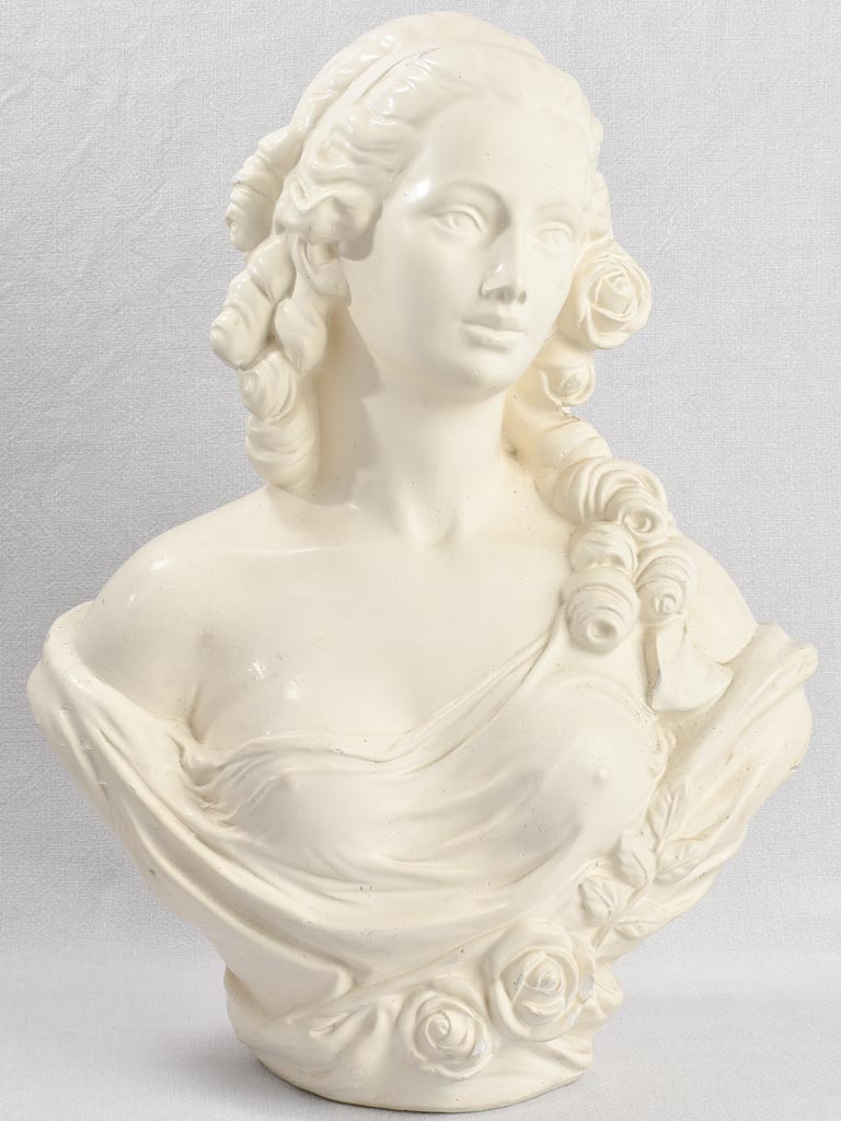 Plaster bust, young woman, early-20th-century