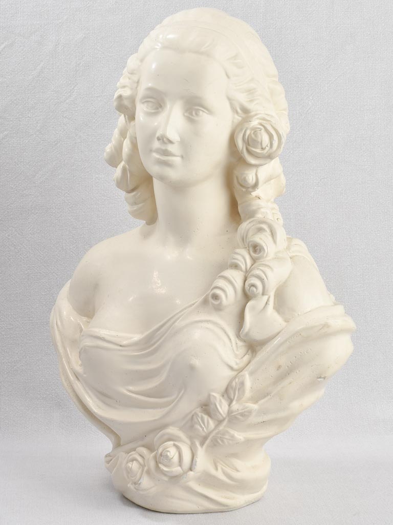 Plaster bust, young woman, early-20th-century