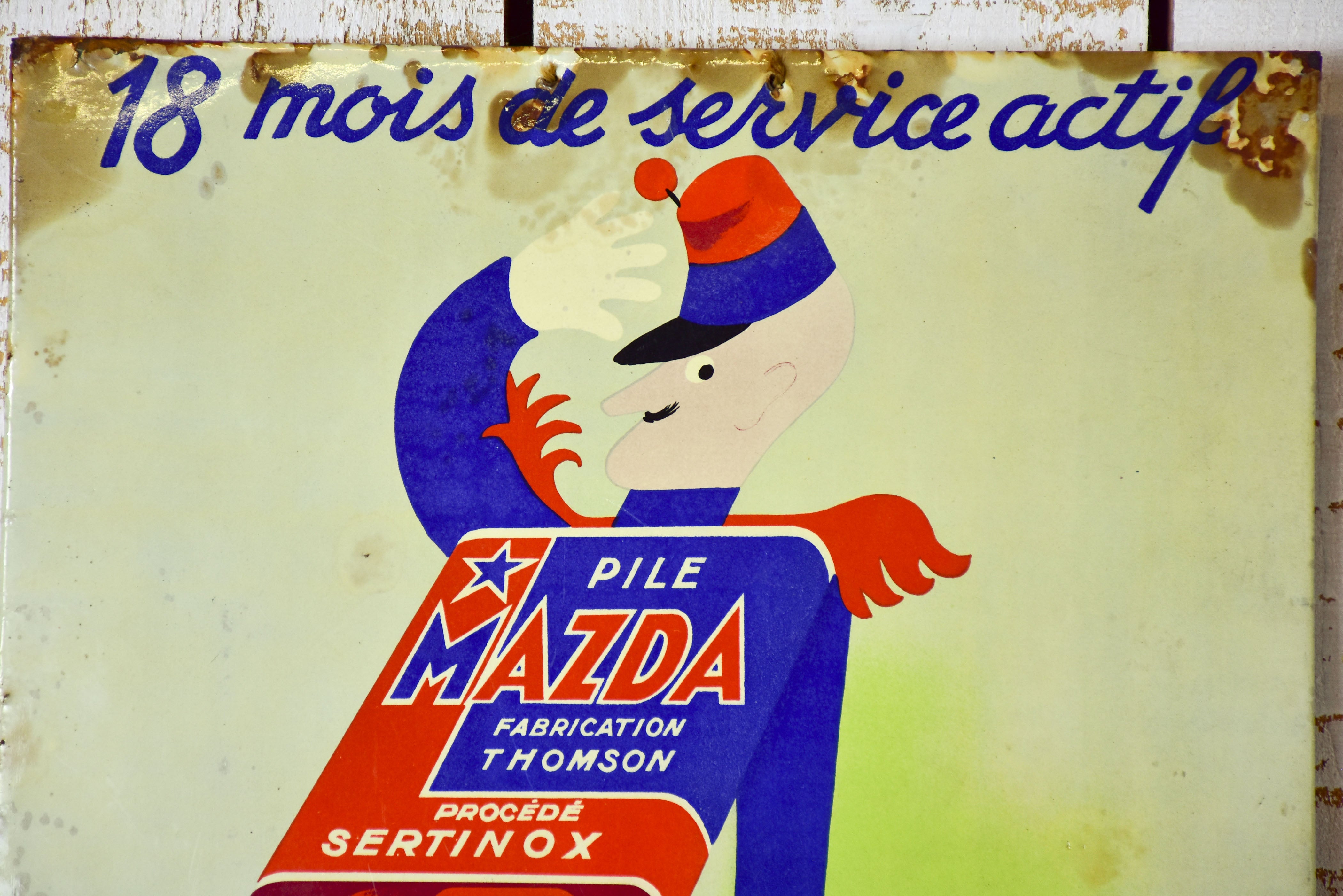 Vintage French Mazda battery sign