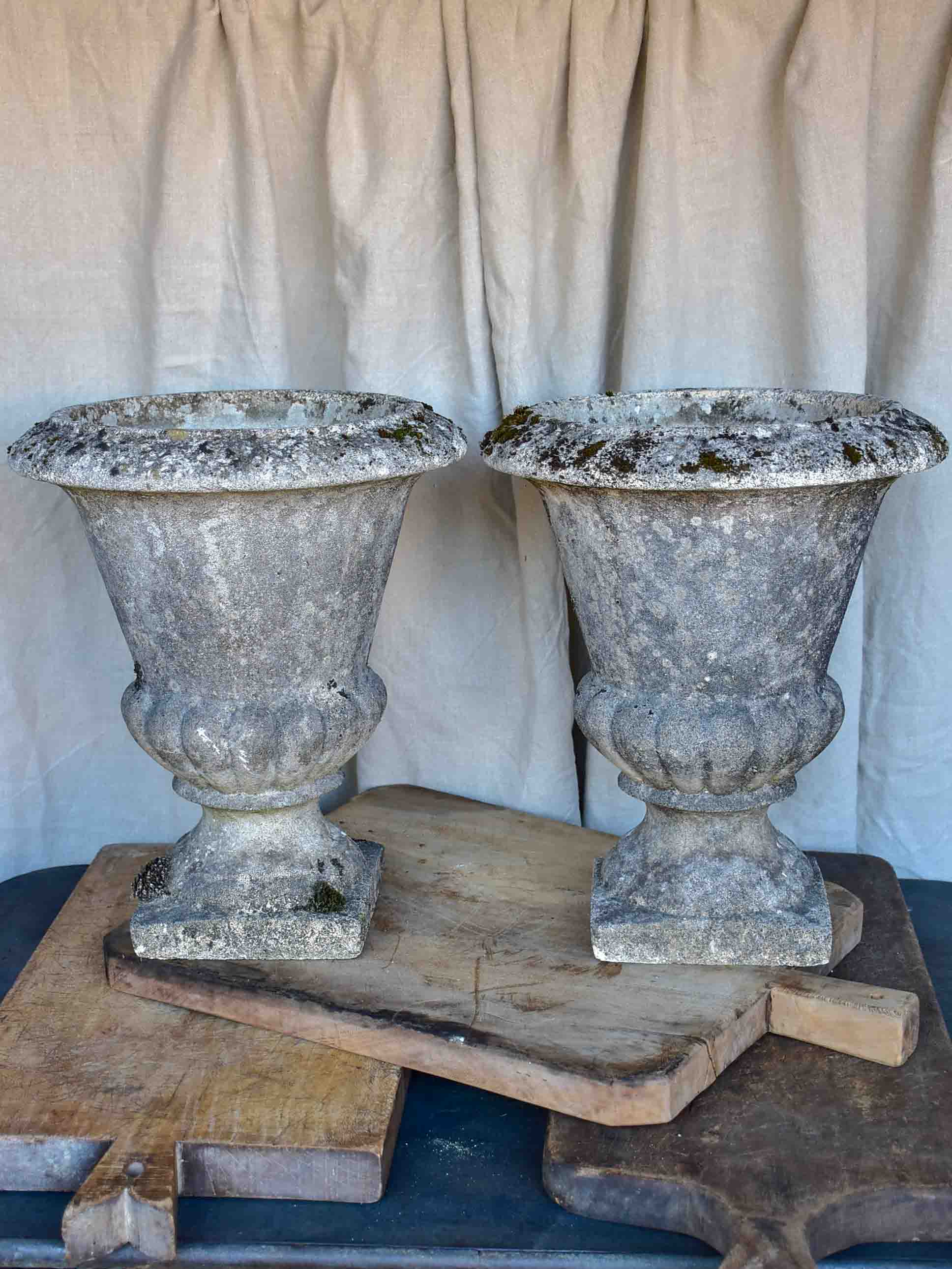 Pair of vintage French garden urns