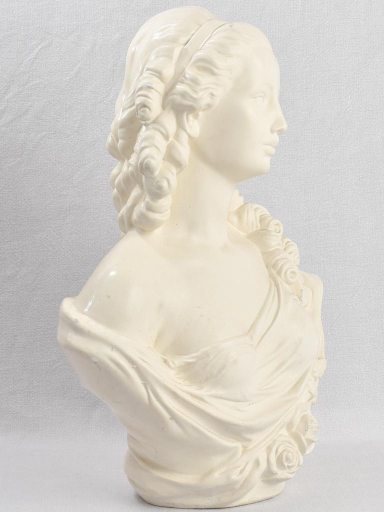 Plaster bust, young woman, early-20th-century