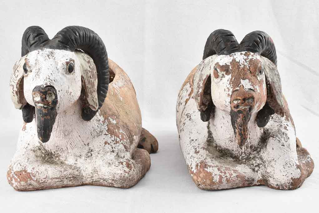 Large pair of late 19th century ram-shaped planters 11"