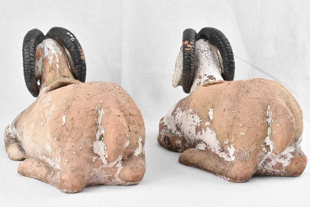 Large pair of late 19th century ram-shaped planters 11"