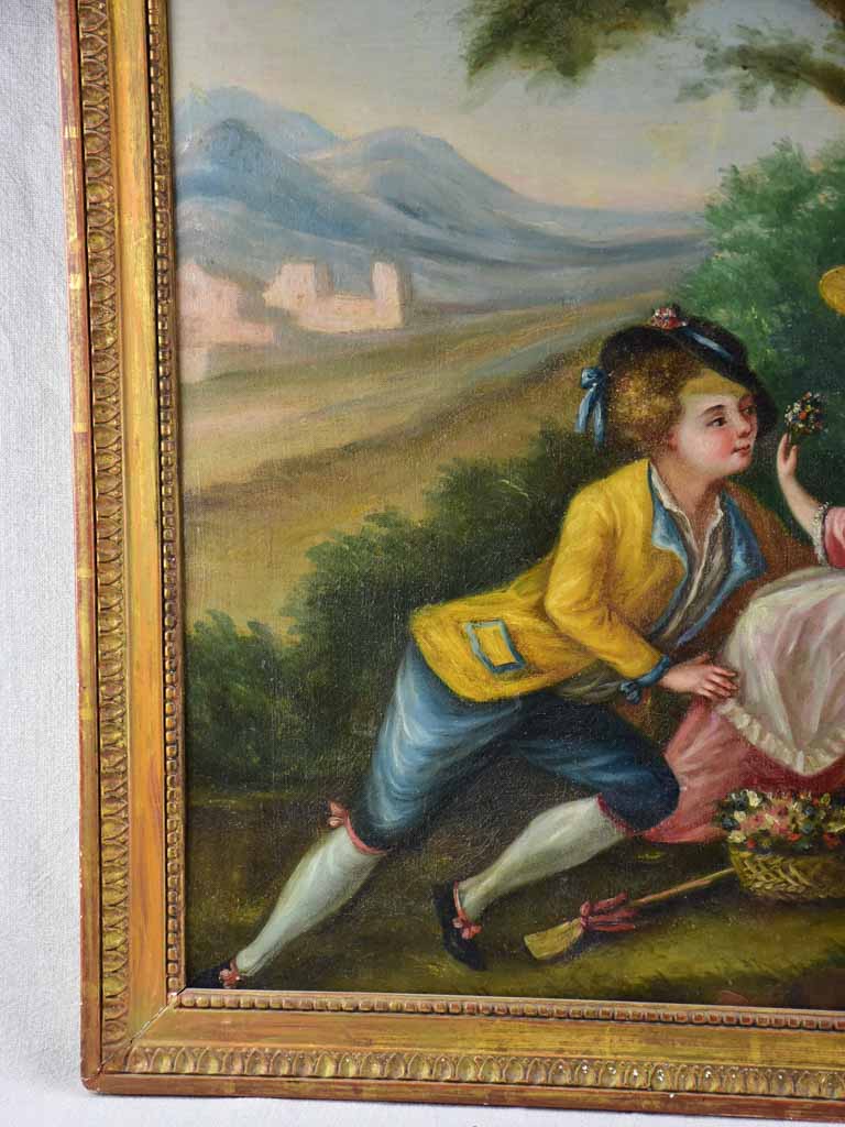 Antique French romantic painting - oil on canvas 33¾" x 35"