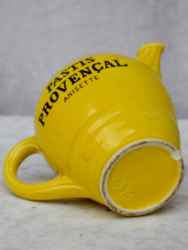 Vintage Pastis Provencal yellow water pitcher