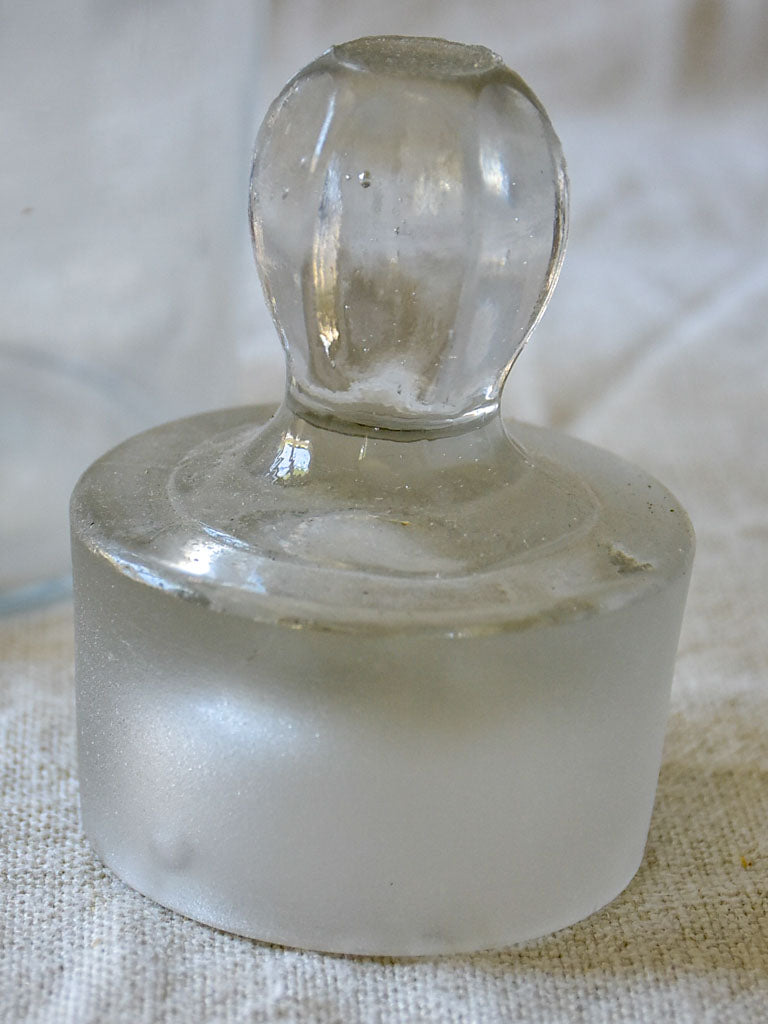 Antique French apothecary glass bottle with lid