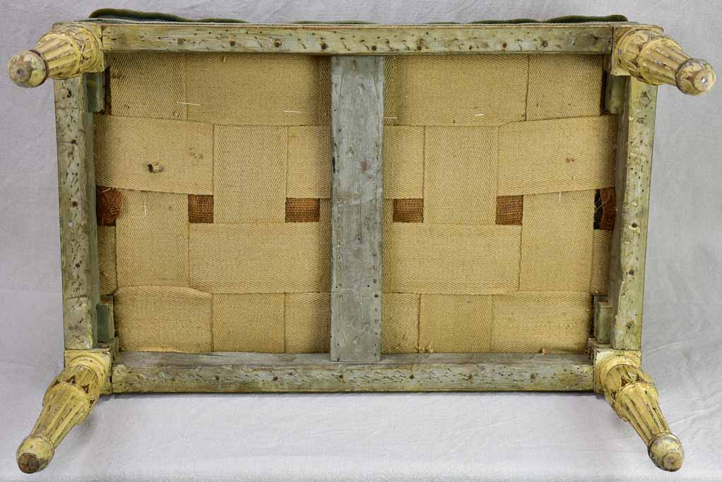 18th Century French bench seat with velvet upholstery