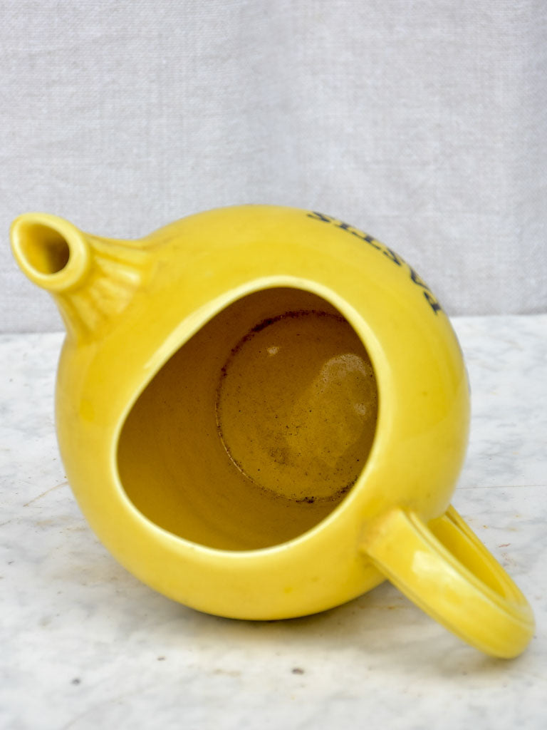 Vintage Pastis Provencal yellow water pitcher