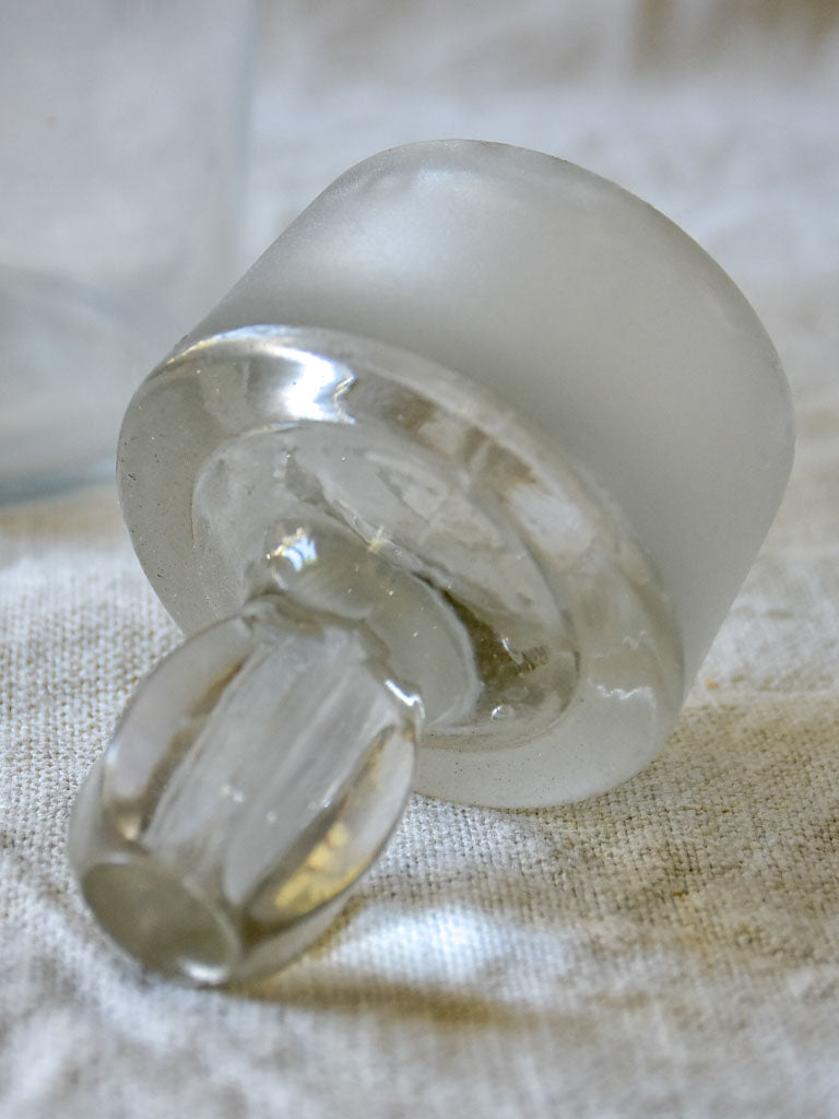 Antique French apothecary glass bottle with lid