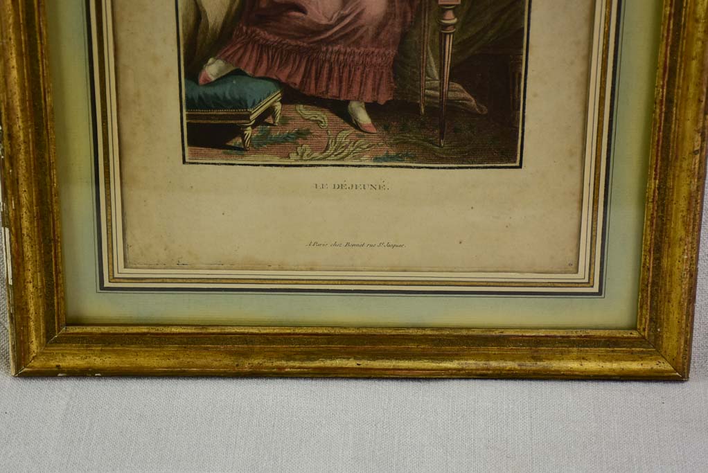 Vintage French Engraving Déjeuné Scene