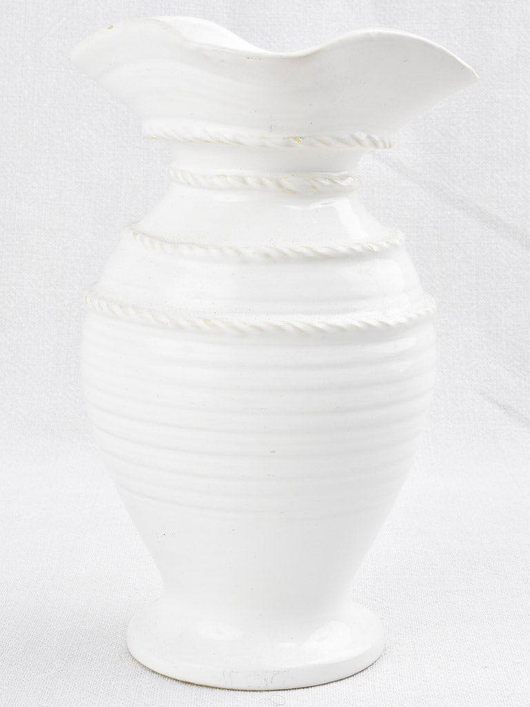 Vintage white glazed ceramic pitcher / carafe - Emile Tessier