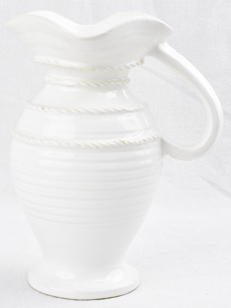 Vintage white glazed ceramic pitcher / carafe - Emile Tessier