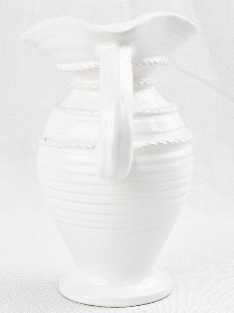 Vintage white glazed ceramic pitcher / carafe - Emile Tessier