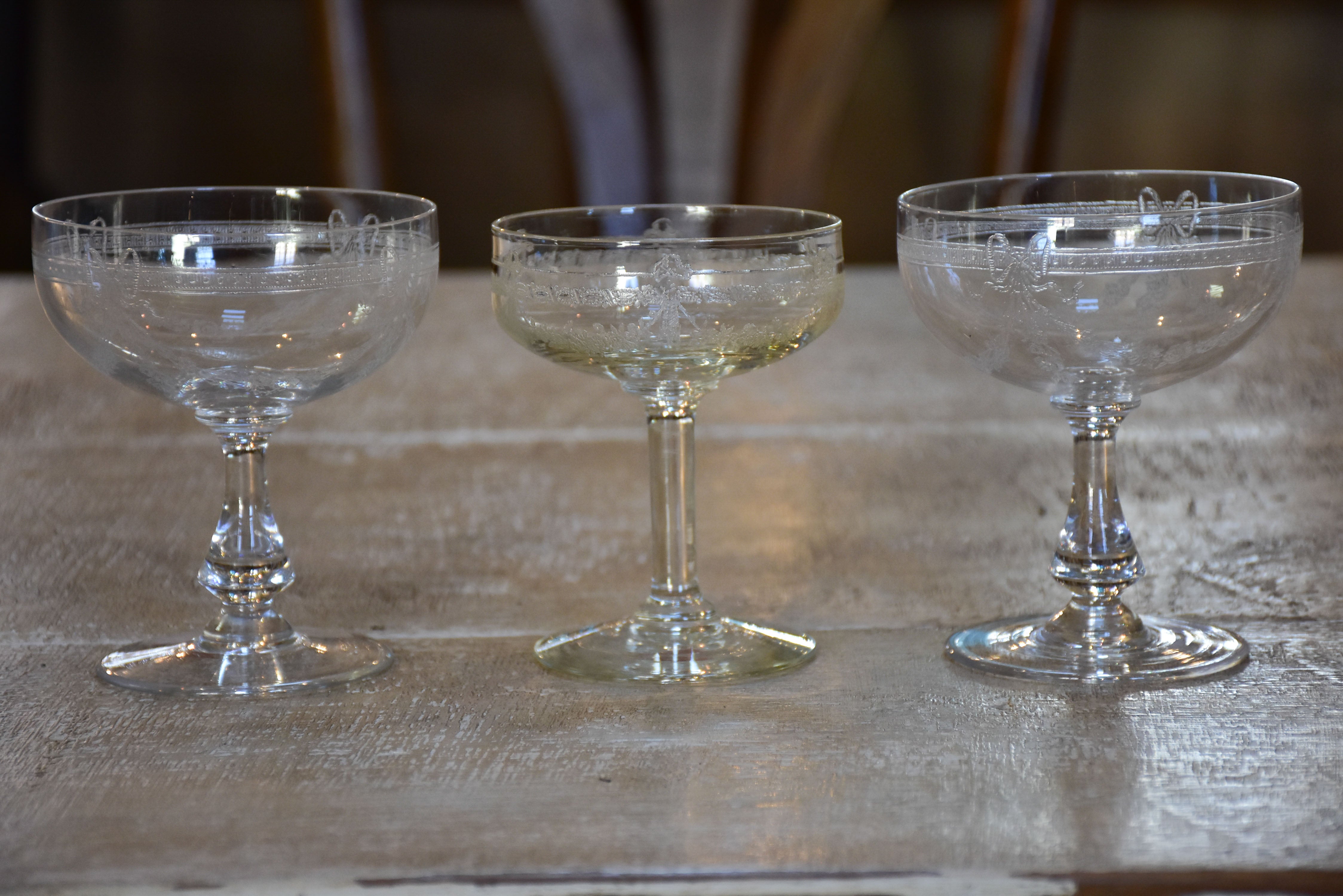 Mixed collection of vintage French champagne glasses - 10